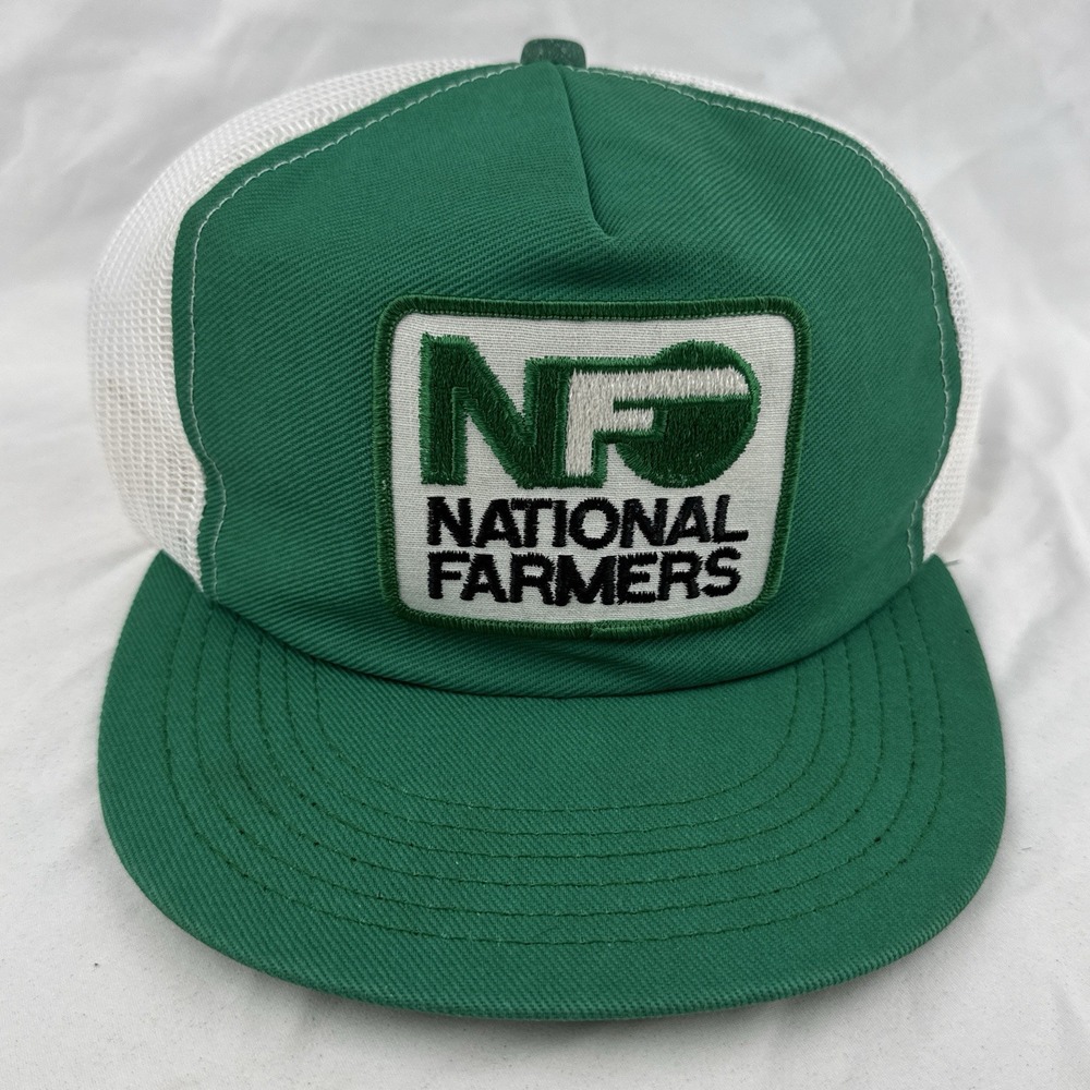 Vintage 80s NFO National Farmers Organization Trucker Hat USA Farm Snapback